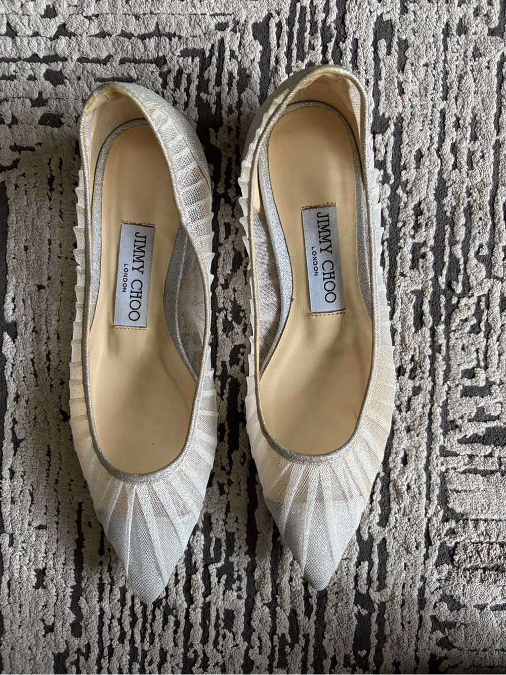 Jimmy Choo Mesh Pointed-Toe Ballet Flats